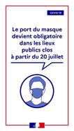 Port du masque obligatoire dans les lieux publics clos, à partir du 20 juillet 2020